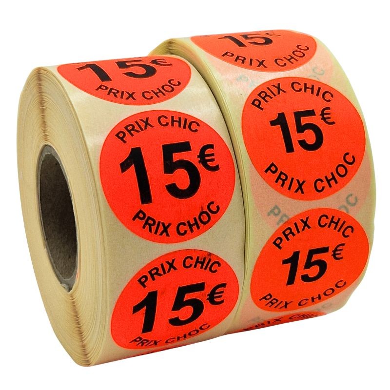 Stickers Promotionnels Adhésifs | Autocollant Soldes | Rouleau de 2000 Étiquettes | Prix Choc 15€ | Diamètre 40mm