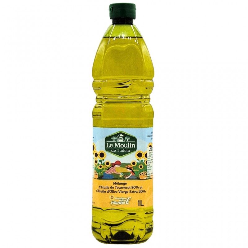Mélange d'huile de tournesol et huile d'olive extra vierge 1L Espagne - Le Moulin de Tudela