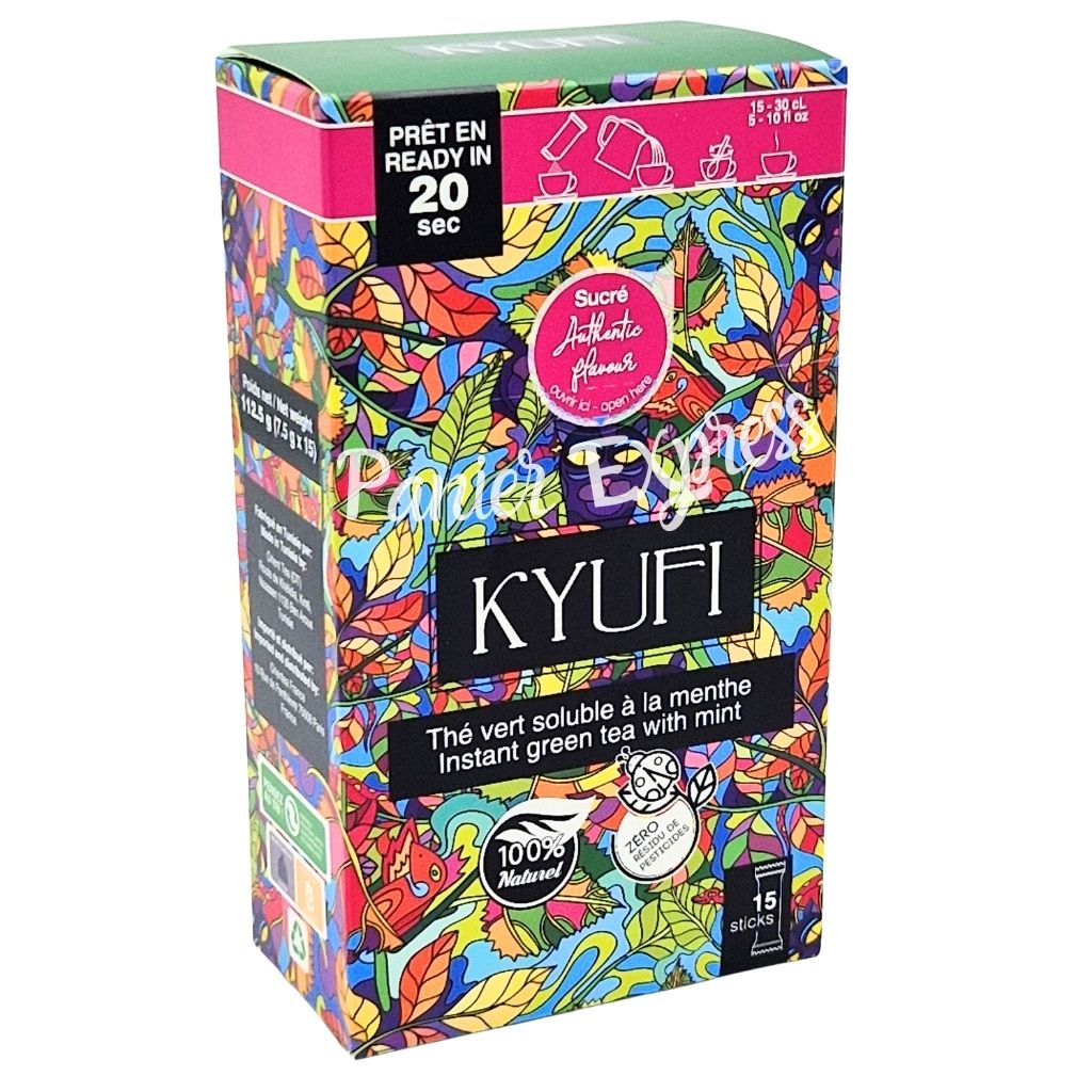 Kyufi Thé vert soluble à la menthe sucré – 15 sticks