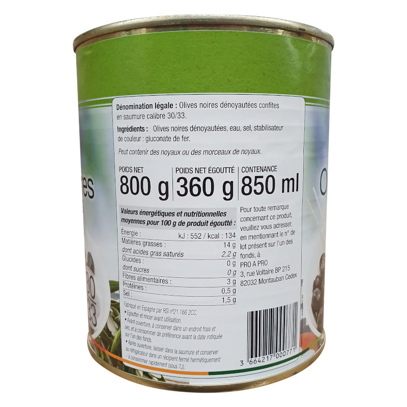 Olives noires dénoyautées JARDIN D’ADRIEN 800g