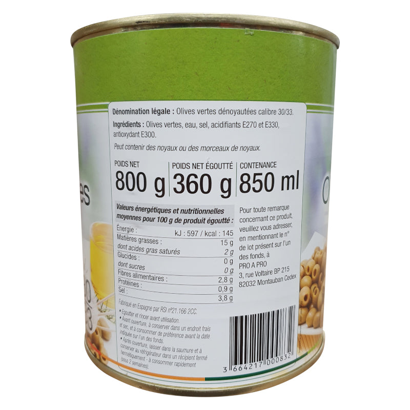 Olives vertes dénoyautées JARDIN D’ADRIEN 800g