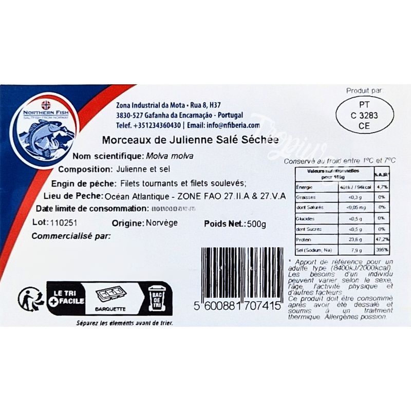 Poisson Julienne Salé Séché 500g - Saveur Marine Raffinée | Panier Express
