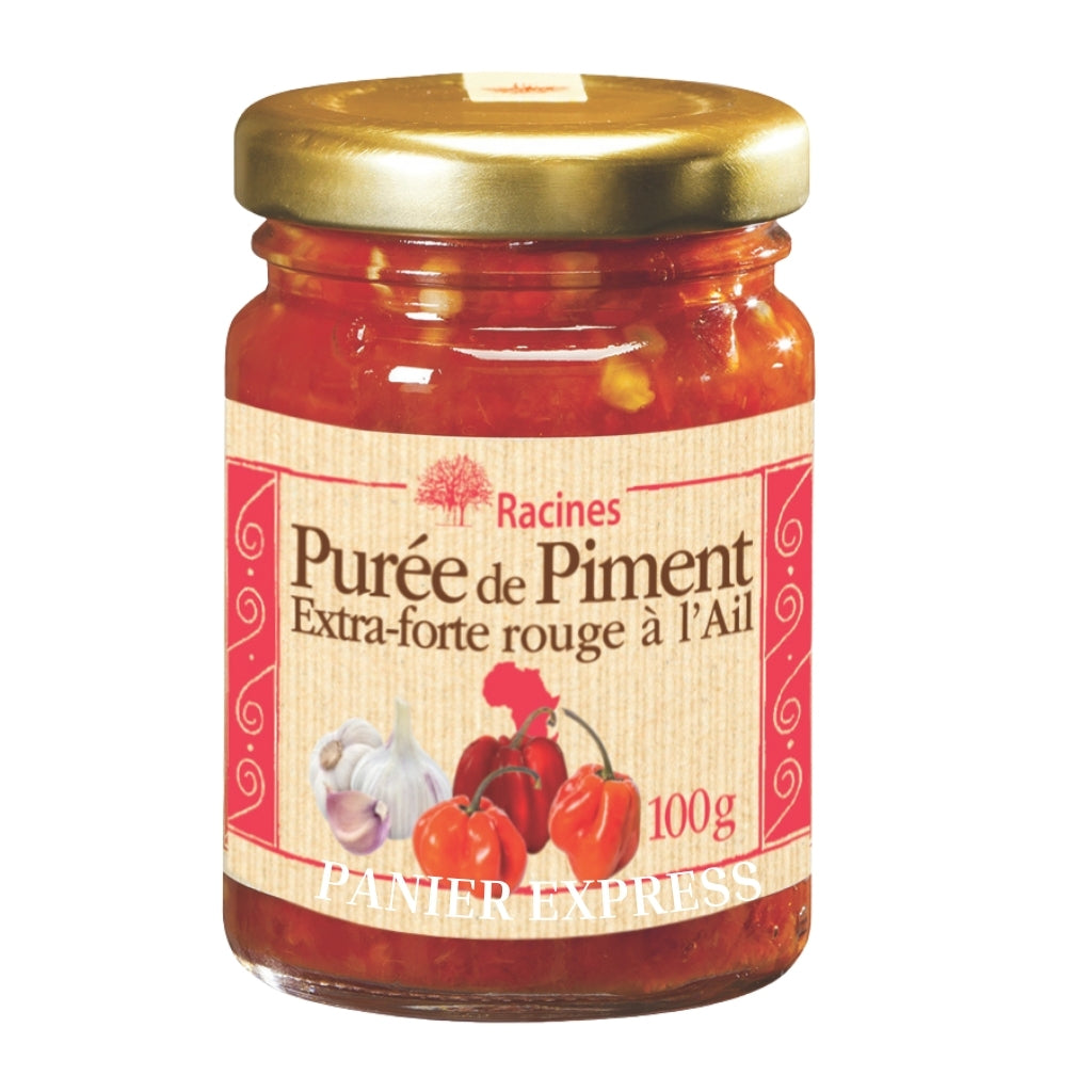Purée de Piment Extra-Forte Rouge à l'Ail Racines 100g - Sauce Épicée et Savoureuse