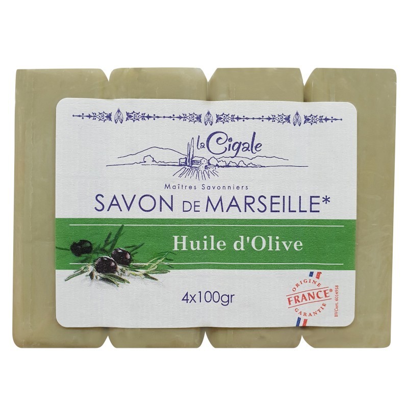 Savon de Marseille solide à l'huile d'olive LA CIGALE 4x100g-HYGIÈNE ET ENTRETIEN-panierexpress