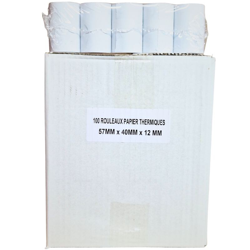 Bobine papier thermique TPE 57x40x12 par 50 Destockage Grossiste