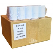 50 Rouleaux thermiques 57mm x 40m x 12mm – Bobine papier thermique pour carte bancaire - Ticket CB 57x40x12 - Sans BPA
