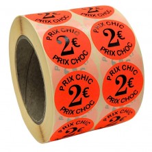 Stickers Promotionnels Adhésifs | Autocollant Soldes | Rouleau de 2000 Étiquettes | Prix Choc: 2€ | Diamètre 40mm