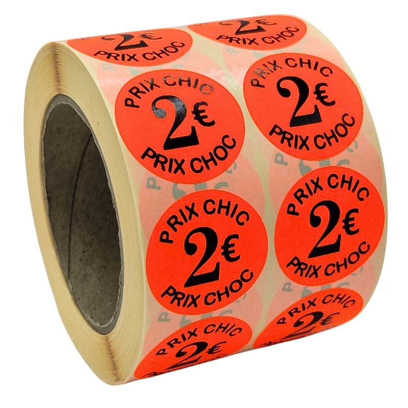 Stickers Promotionnels Adhésifs | Autocollant Soldes | Rouleau de 2000 Étiquettes | Prix Choc: 2€ | Diamètre 40mm-EMBALLAGE ET ÉTIQUETAGE-panierexpress