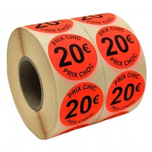 Stickers Promotionnels Adhésifs | Autocollant Soldes | Rouleau de 2000 Étiquettes | Prix Choc 20€ | Diamètre 40mm