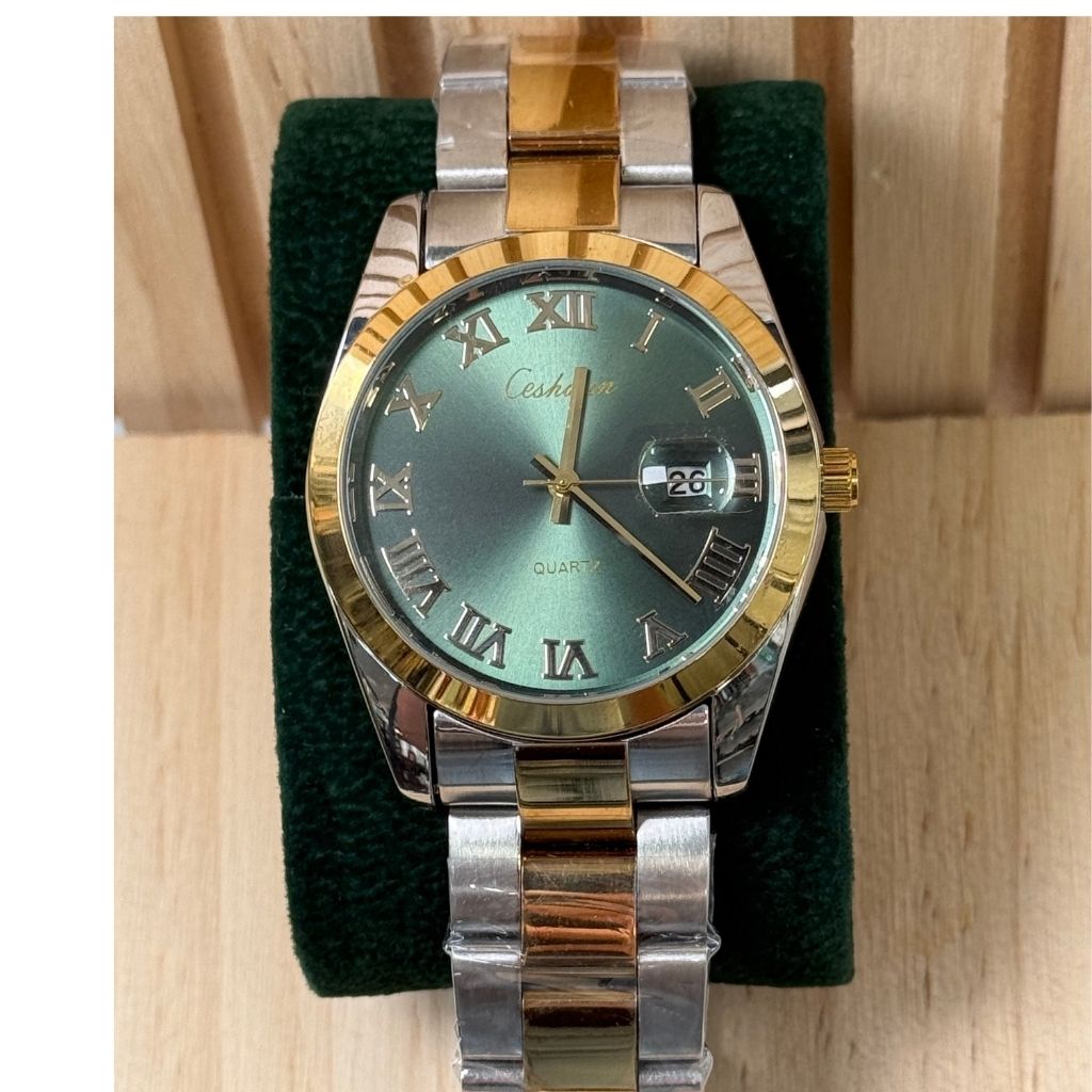 Montre Homme Ceshoin Quartz Bicolore - Cadran Vert & Date