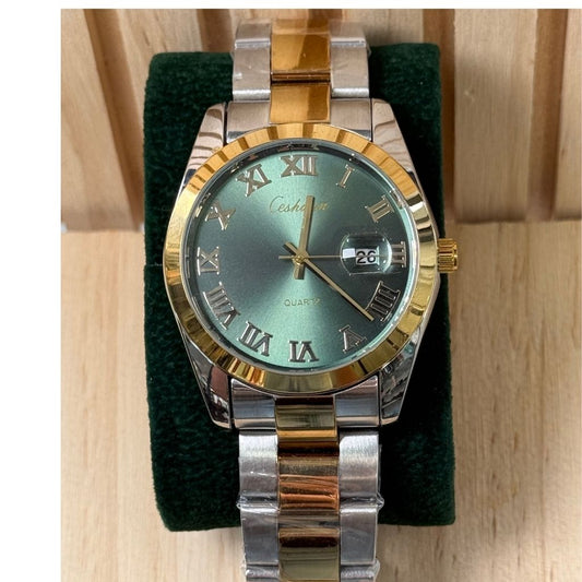 Montre Homme Ceshoin Quartz Bicolore - Cadran Vert & Date