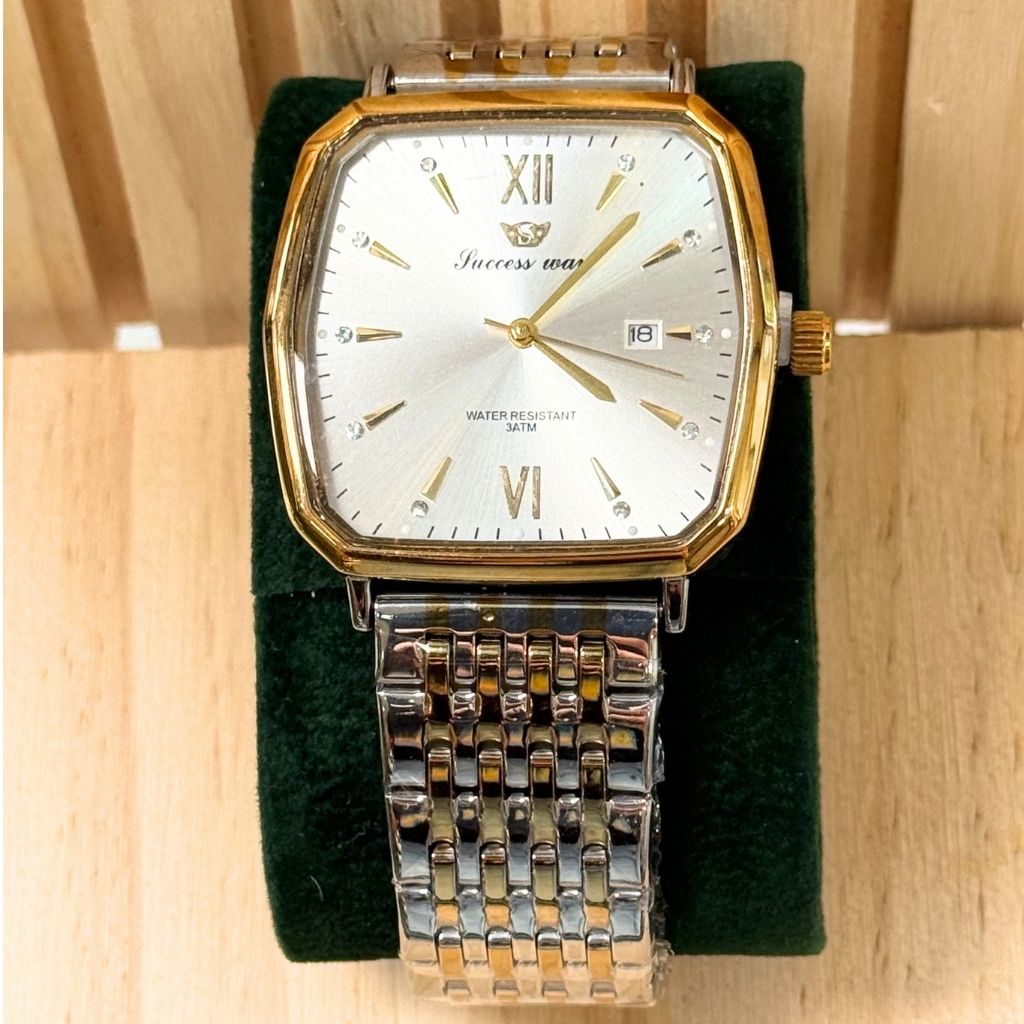Montre Homme Success Way Quartz - Cadran Carré Bicolore & Date