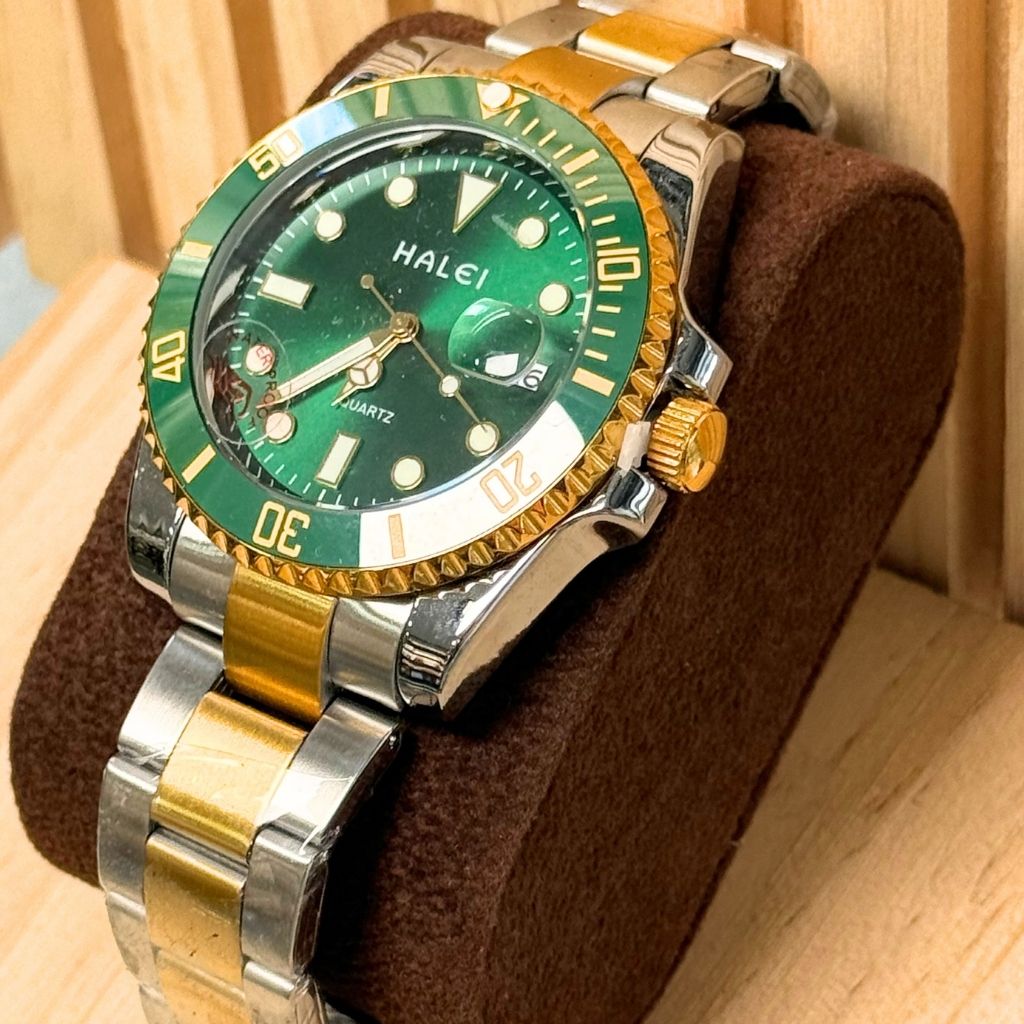 Montre Homme Halei Dive 40 mm Quartz – Bracelet Acier Inoxydable Doré