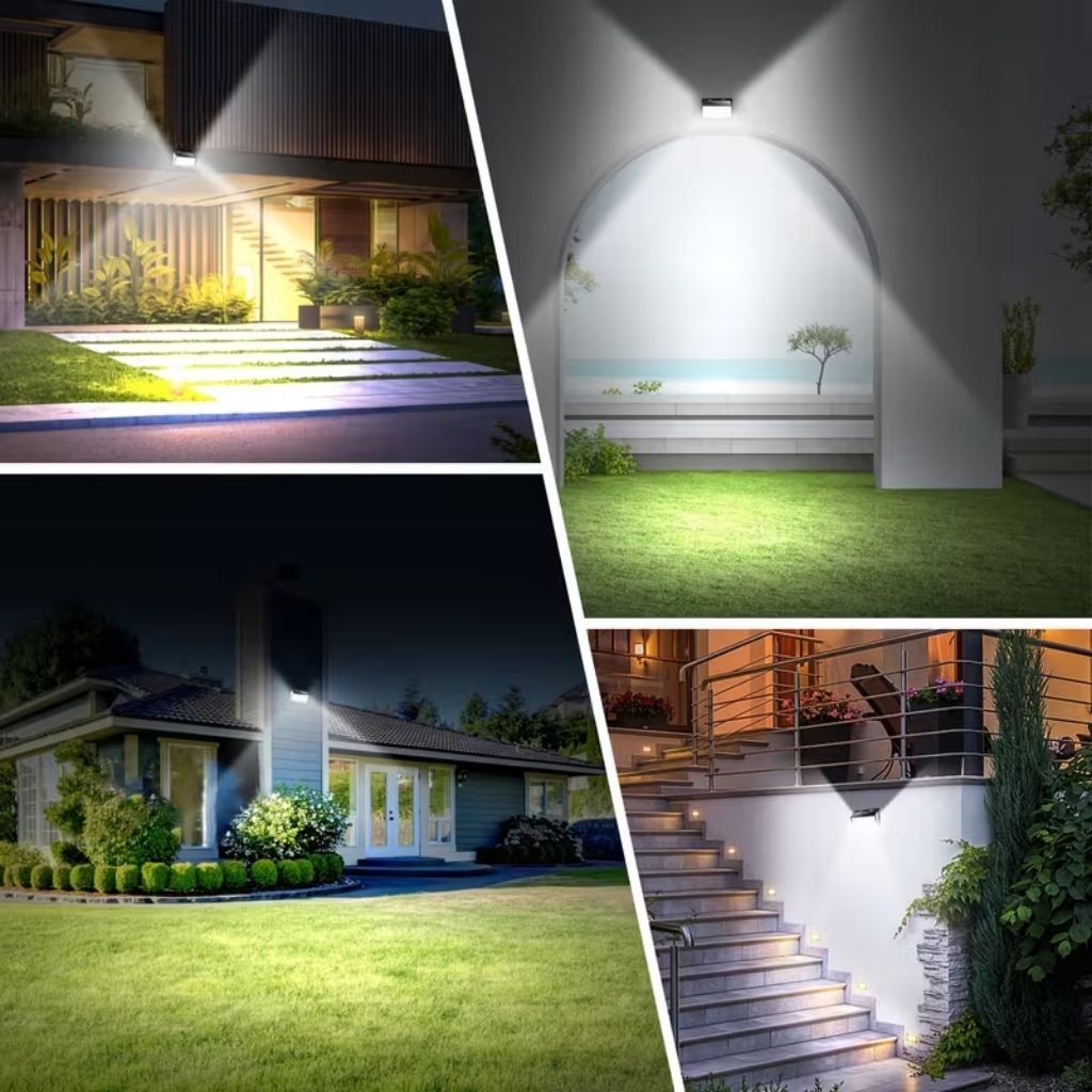 Lot de 2 Appliques Murales Solaires 468 LED avec Détecteur de Mouvement – 3 Modes & Étanchéité IP65