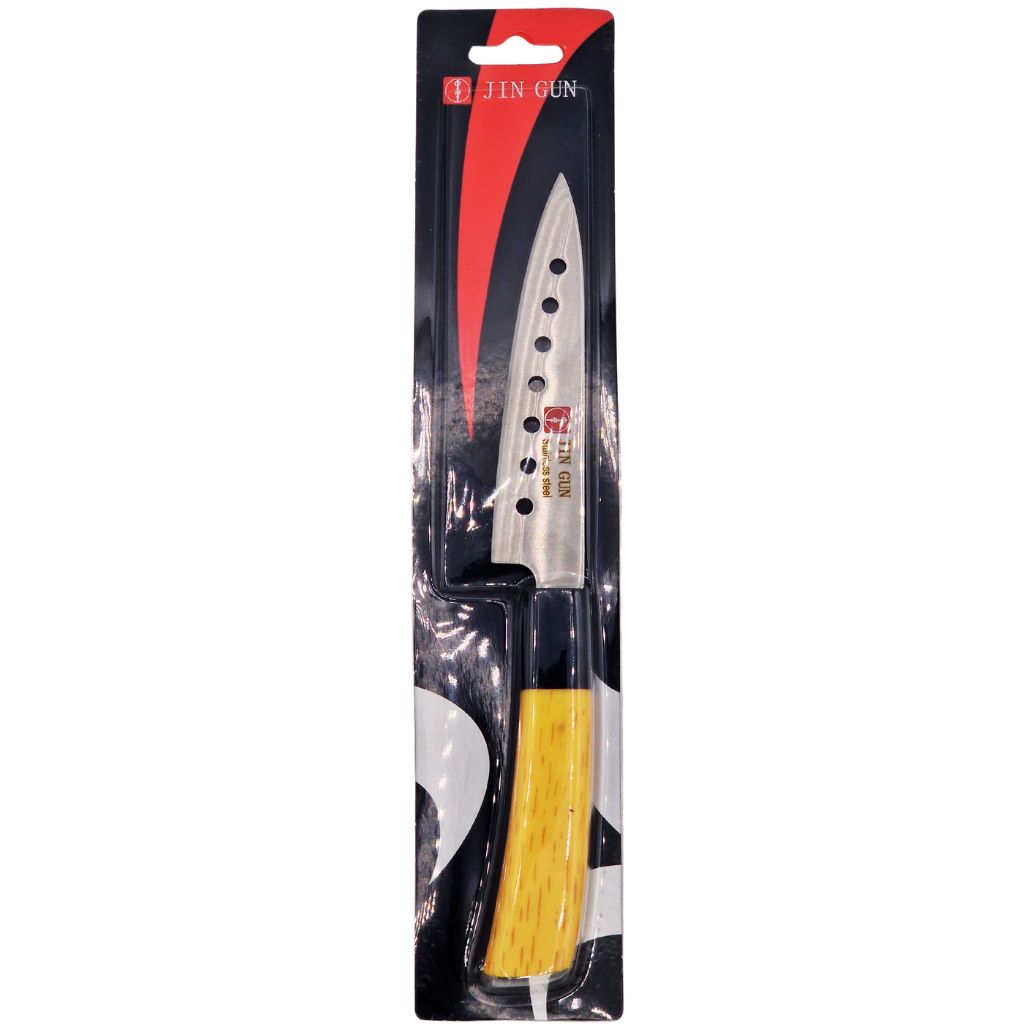 Couteau de Cuisine Jing Gun à Lame Perforée – Anti-adhérence et Coupe Précise