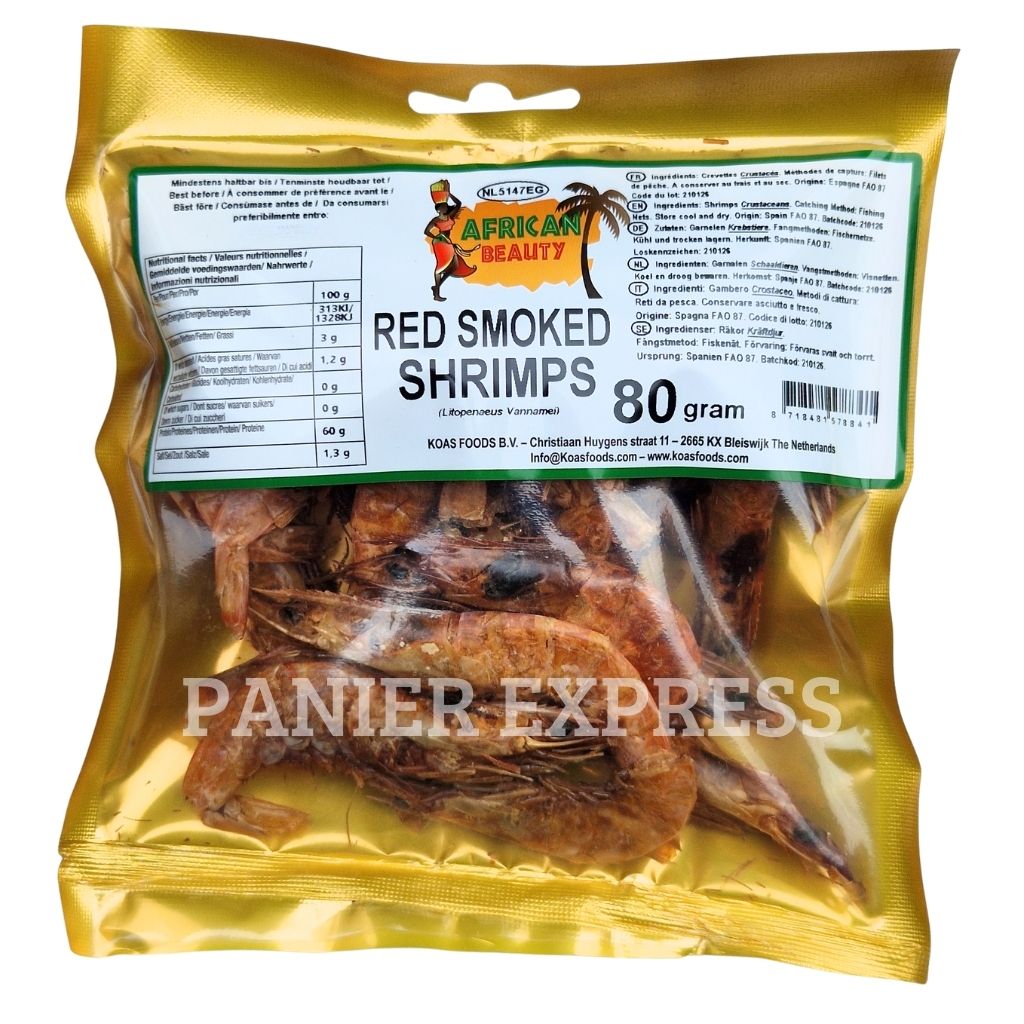 Crevettes Fumées Rouges 80g – Red Smoked Shrimps | African Beauty