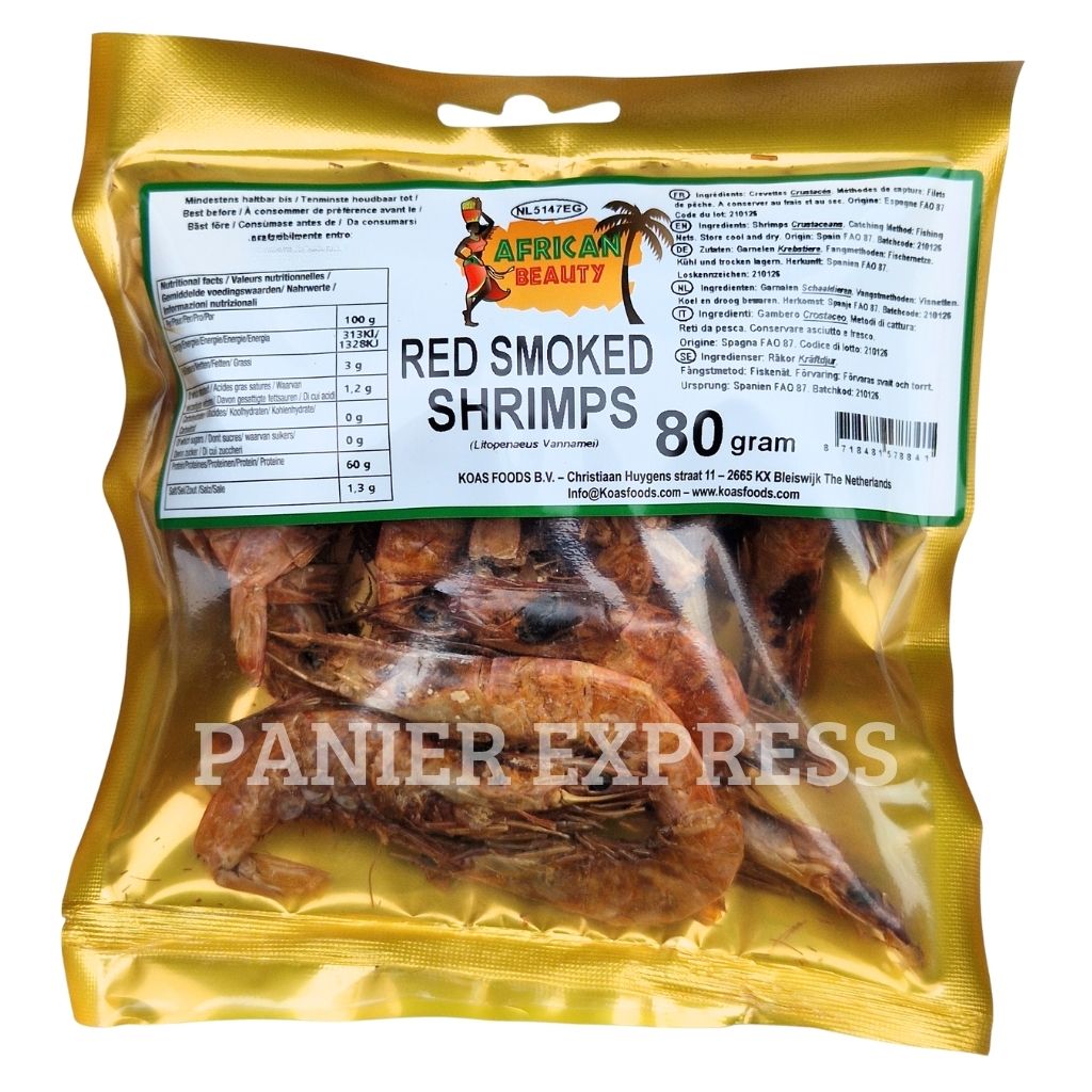 Crevettes Fumées Rouges 80g – Red Smoked Shrimps | African Beauty