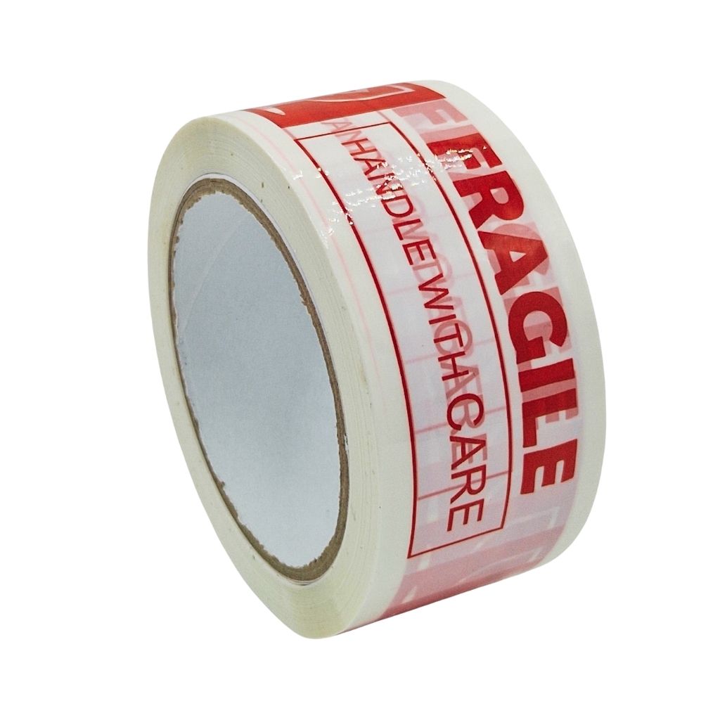 Ruban adhésif Fragile Handle With Care – Rouleau d’emballage rouge et blanc