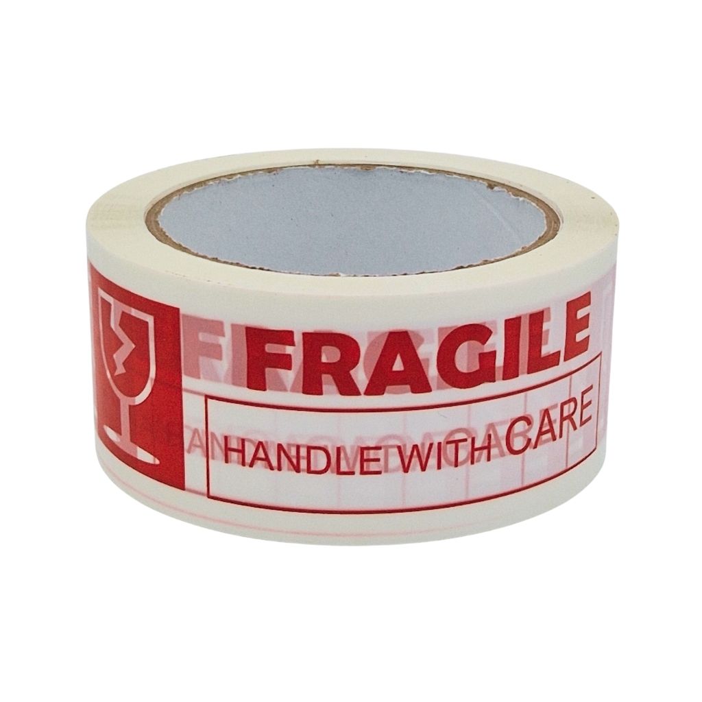 Ruban adhésif Fragile Handle With Care – Rouleau d’emballage rouge et blanc