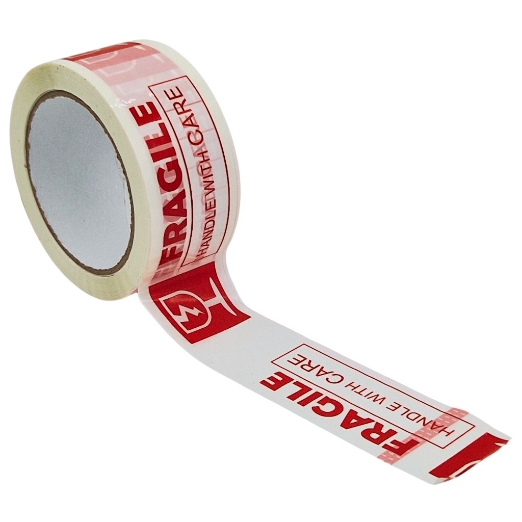Ruban adhésif Fragile Handle With Care – Rouleau d’emballage rouge et blanc