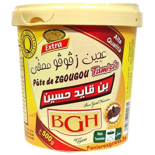 Pâte de Zgougou Tamisée Ben Gaid Hassine 500g – Graines de Pin d’Alep BGH