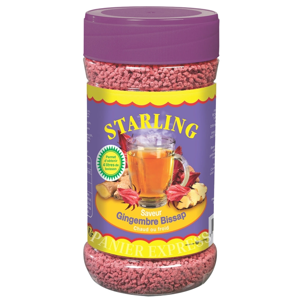 Boisson Instantanée Starling Hibiscus Gingembre 400g - Thé Soluble Épicé et Fleuri