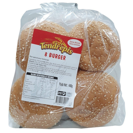 Pain hamburger sans alcool 8pcs 440g