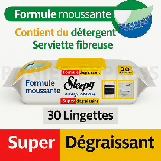 Lingette Sleepy Super Dégraissant Fibreuse – 30 pcs