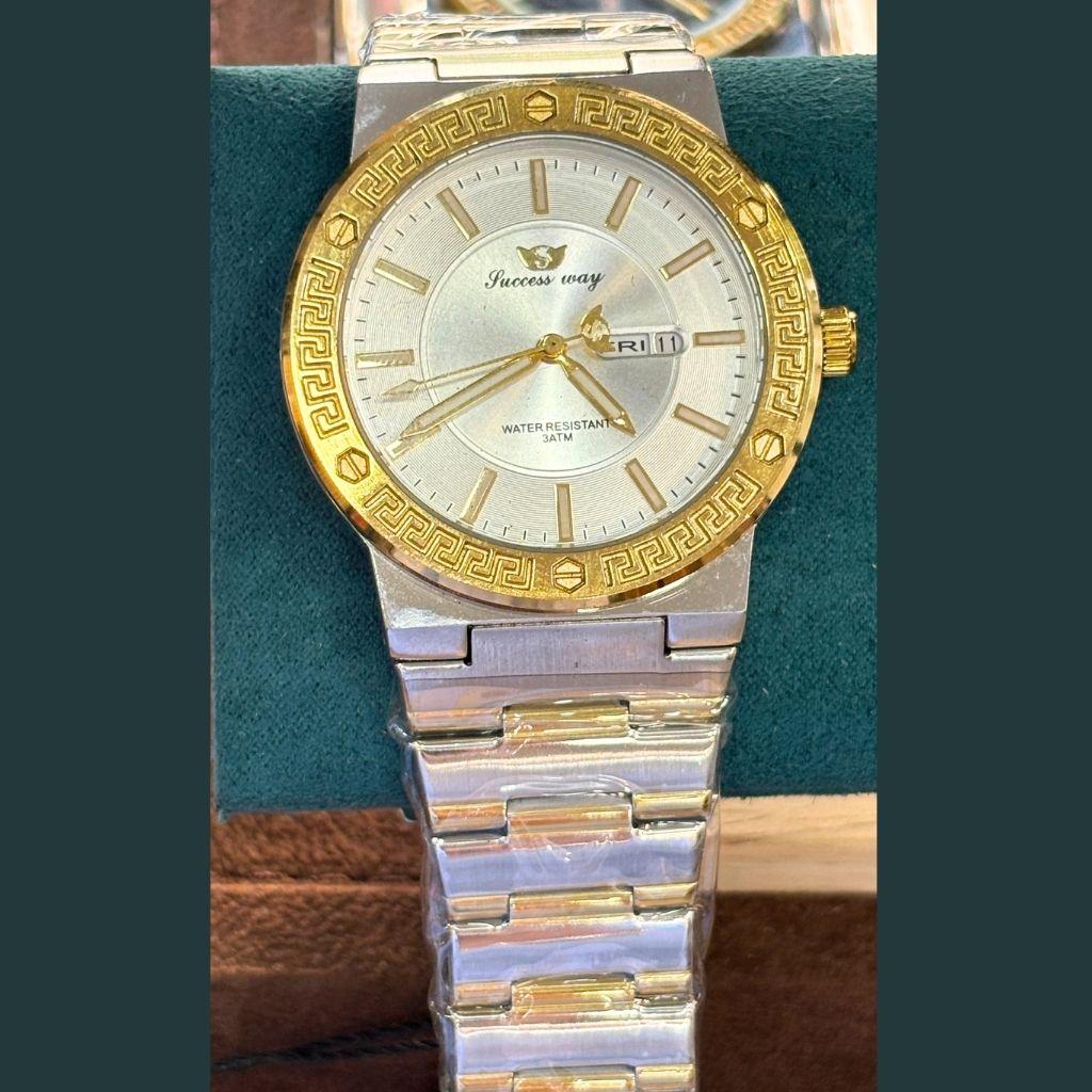 Montre Homme Success Way Analogique - Lunette Bicolore Doré & Argent
