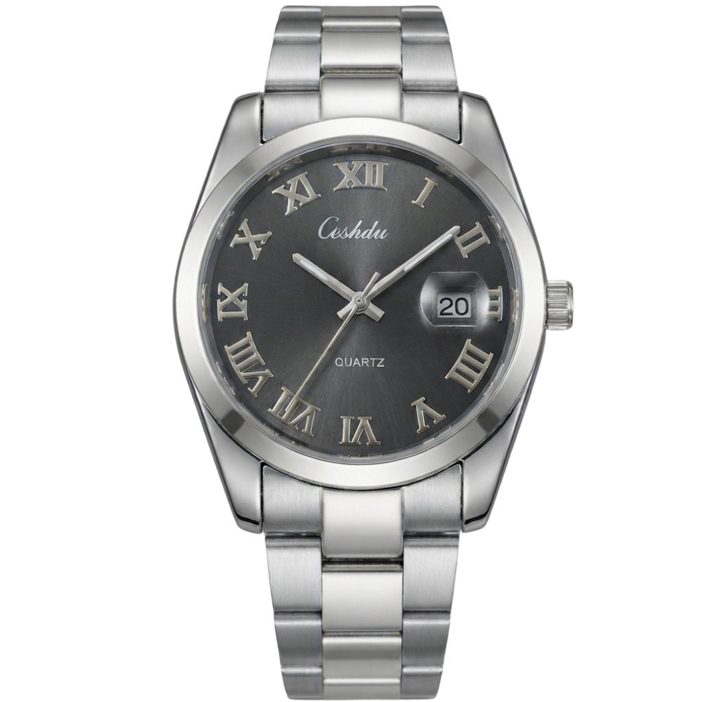 Montre Homme CESHDU CH-312S Quartz - Boîtier Rond Silver & Cadran Noir