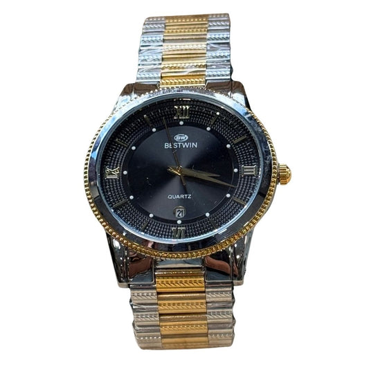 Montre Homme Bestwin 232 Quartz Classique - Bracelet Bicolore Noir & Or
