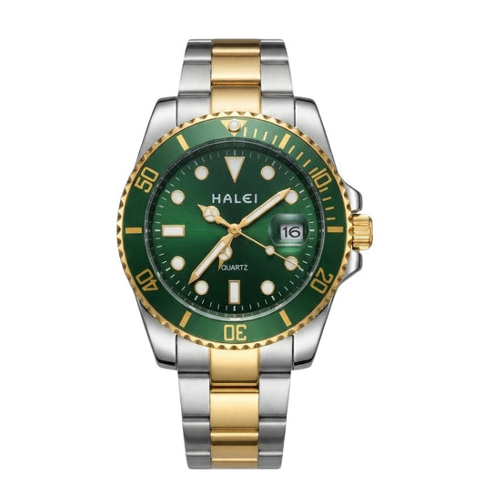 Montre Homme Halei Dive 40 mm Quartz – Bracelet Acier Inoxydable Doré