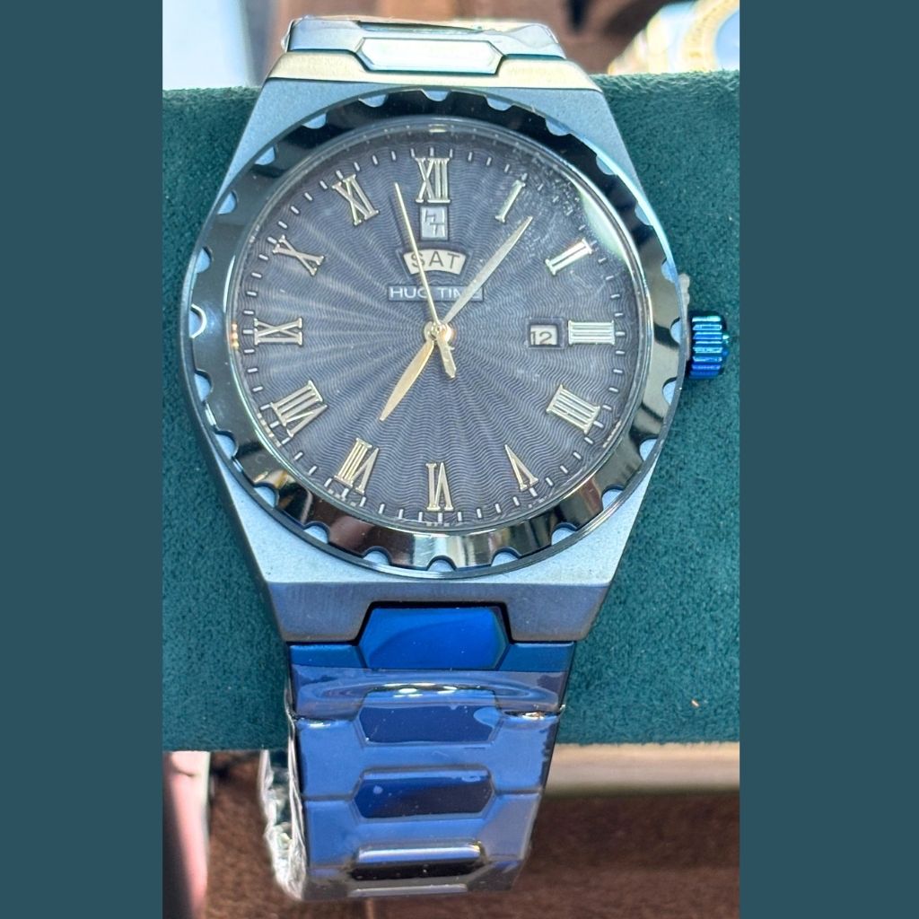 Montre Homme HUGTIME Quartz Bleu - Bracelet Acier Inoxydable & Affichage