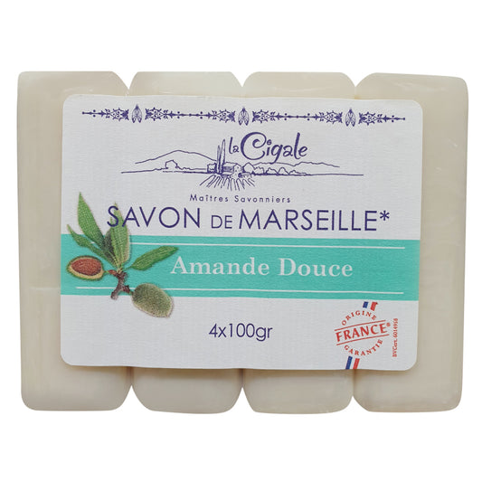 Savon de Marseille solide à l’amande douce LA CIGALE 4x100g